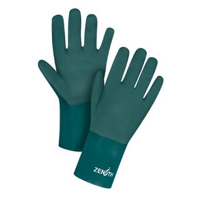 Gants verts 12" PVC, Doublure en Jersey de coton, 70 mils