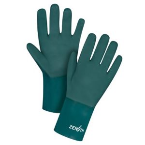 Gants verts 12" PVC, Doublure en Jersey de coton, 70 mils