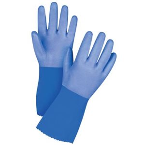 Gant-double PVC 12'' Bleu Flexible / pr Rugueux Taille 9 (S)