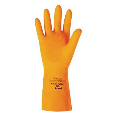 Gants en latex orange extra robuste *208 médium / dz (S)