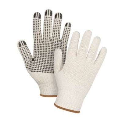 Gants de coton naturel à points de PVC large / pr (S)