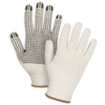 Gants de coton naturel à points de PVC large / pr (S)