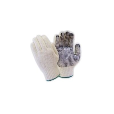 Gants de coton naturel à points de PVC médium / pr (S)