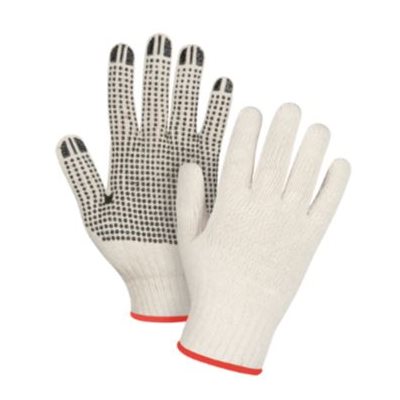 Gants de coton naturel à points de PVC petit / pr (S)