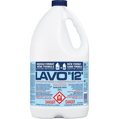 LAVO 12 - Eau Javel 12% (Chlore) 3.6L. 