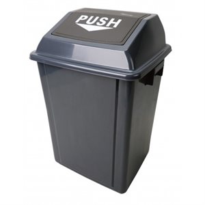 Poubelle grise avec couvert basculant "PUSH" - 40L. 