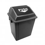 Poubelle grise avec couvert basculant "PUSH" - 25L.