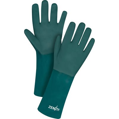 Gants verts 14" PVC, Doublure en Jersey de coton, 70 mils