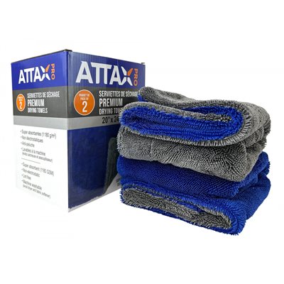 ATTAX - Serviettes de séchage Premium - 20" x 24" - cs / 2 